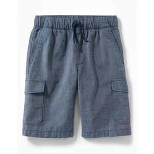 Old Navy boys built in flex blue madras chambray cargo pull on dressy shorts 8